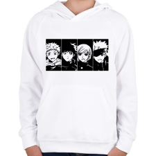 PRINTFASHION Jujutsu Kaisen - Gyerek kapucnis pulóver - Fehér gyerek pulóver, kardigán