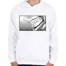 PRINTFASHION Jujutsu Kaisen száj - Gyerek kapucnis pulóver - Fehér gyerek pulóver, kardigán