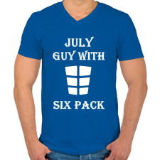 PRINTFASHION Júliusban született kockás hasú - Férfi V-nyakú póló - Királykék férfi póló