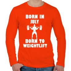 PRINTFASHION Júliusban születve - súlyemelésre születve - Férfi hosszú ujjú póló - Narancs