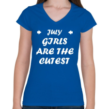 PRINTFASHION Júliusi csajok a legcukibbak - Női V-nyakú póló - Királykék női póló