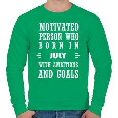 PRINTFASHION Júliusi születésű motivált személy ambíciókkal és célokkal - Férfi pulóver - Zöld