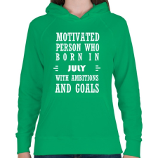 PRINTFASHION Júliusi születésű motivált személy ambíciókkal és célokkal - Női kapucnis pulóver - Zöld női pulóver, kardigán