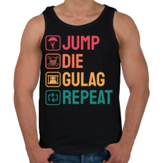 PRINTFASHION Jump, Die, Gulag, Repeat - Férfi atléta - Fekete