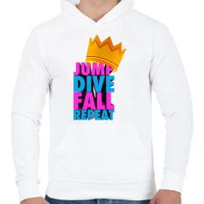 PRINTFASHION jump dive fall reapeat - Férfi kapucnis pulóver - Fehér férfi pulóver, kardigán