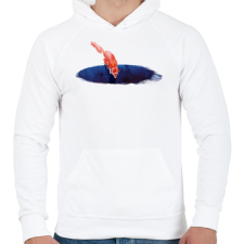 PRINTFASHION Jump into nowhere - Férfi kapucnis pulóver - Fehér férfi pulóver, kardigán