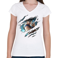 PRINTFASHION JumpForce - Női V-nyakú póló - Fehér