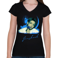 PRINTFASHION Jungkook - Női V-nyakú póló - Fekete női póló