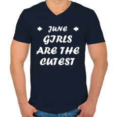 PRINTFASHION Júniusi csajok a legcukibbak - Férfi V-nyakú póló - Sötétkék