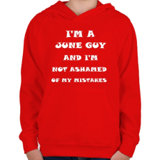 PRINTFASHION Júniusi vagyok és nem szégyellem a hibáimat - Gyerek kapucnis pulóver - Piros