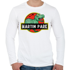 PRINTFASHION Jurassic Park - Névvel - Férfi hosszú ujjú póló - Fehér