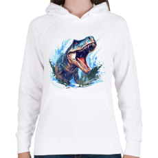 PRINTFASHION Jurassic wow - Női kapucnis pulóver - Fehér