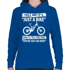PRINTFASHION Just a bike - Női kapucnis pulóver - Királykék