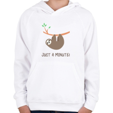PRINTFASHION Just a minute! - Gyerek kapucnis pulóver - Fehér
