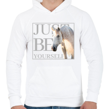 PRINTFASHION Just be yourself - Csak légy önmagad - Férfi kapucnis pulóver - Fehér férfi pulóver, kardigán