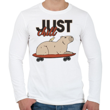 PRINTFASHION Just chill - Capybara - Férfi hosszú ujjú póló - Fehér férfi póló