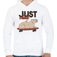 PRINTFASHION Just chill - Capybara - Férfi kapucnis pulóver - Fehér férfi pulóver, kardigán