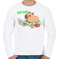 PRINTFASHION Just chill - Capybara - Férfi pulóver - Fehér