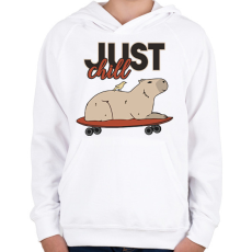 PRINTFASHION Just chill - Capybara - Gyerek kapucnis pulóver - Fehér