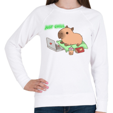 PRINTFASHION Just chill - Capybara - Női pulóver - Fehér