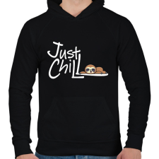 PRINTFASHION Just Chill Lajhár - Férfi kapucnis pulóver - Fekete férfi pulóver, kardigán