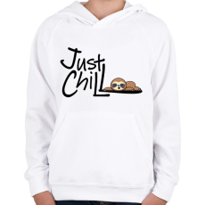 PRINTFASHION Just Chill Lajhár - Gyerek kapucnis pulóver - Fehér