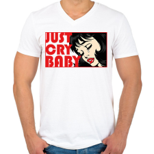 PRINTFASHION Just cry baby - pop art - Férfi V-nyakú póló - Fehér férfi póló