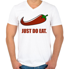 PRINTFASHION Just do eat - Férfi V-nyakú póló - Fehér férfi póló