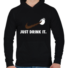PRINTFASHION Just drink it - kávé - Férfi kapucnis pulóver - Fekete