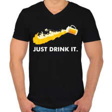 PRINTFASHION Just drink it - sör - Férfi V-nyakú póló - Fekete férfi póló