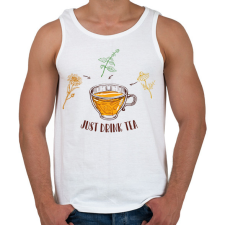 PRINTFASHION Just drink tea - Férfi atléta - Fehér atléta, trikó