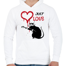 PRINTFASHION Just love - Graffiti patkány - Férfi kapucnis pulóver - Fehér