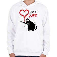 PRINTFASHION Just love - Graffiti patkány - Gyerek kapucnis pulóver - Fehér gyerek pulóver, kardigán