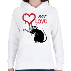 PRINTFASHION Just love - Graffiti patkány - Női kapucnis pulóver - Fehér