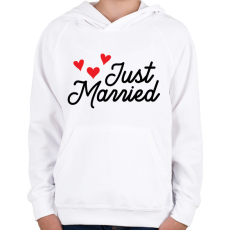 PRINTFASHION Just Married - Gyerek kapucnis pulóver - Fehér