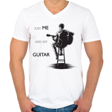 PRINTFASHION Just me and my guitar - Férfi V-nyakú póló - Fehér férfi póló