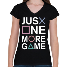 PRINTFASHION Just one more game - Női V-nyakú póló - Fekete