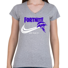 PRINTFASHION Just Play It!  - Női V-nyakú póló - Sport szürke