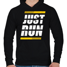 PRINTFASHION Just Run - Férfi kapucnis pulóver - Fekete