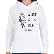 PRINTFASHION Just run - Női kapucnis pulóver - Fehér női pulóver, kardigán