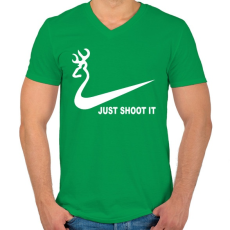PRINTFASHION Just shoot it - Férfi V-nyakú póló - Zöld