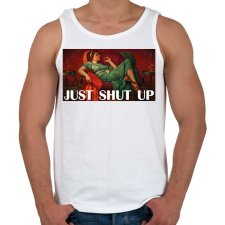 PRINTFASHION Just shut up - Férfi atléta - Fehér atléta, trikó