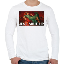 PRINTFASHION Just shut up - Férfi hosszú ujjú póló - Fehér férfi póló