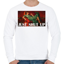 PRINTFASHION Just shut up - Férfi pulóver - Fehér férfi pulóver, kardigán