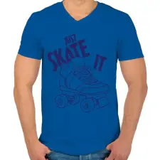 PRINTFASHION Just skate it - Férfi V-nyakú póló - Királykék férfi póló