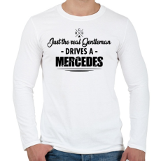 PRINTFASHION Just the real Gentleman - Mercedes - Férfi hosszú ujjú póló - Fehér