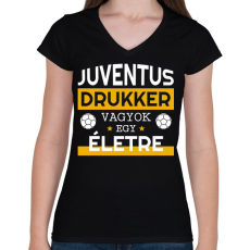 PRINTFASHION Juventus drukker - Női V-nyakú póló - Fekete