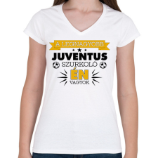 PRINTFASHION Juventus szurkoló - Női V-nyakú póló - Fehér női póló