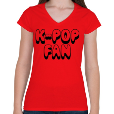 PRINTFASHION K-POP rajongó - Női V-nyakú póló - Piros