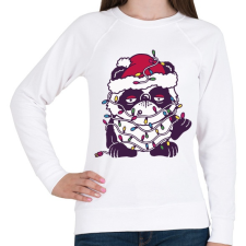 PRINTFASHION Kaácsonyi kutya karácsonyfa izzókkal - Női pulóver - Fehér női pulóver, kardigán